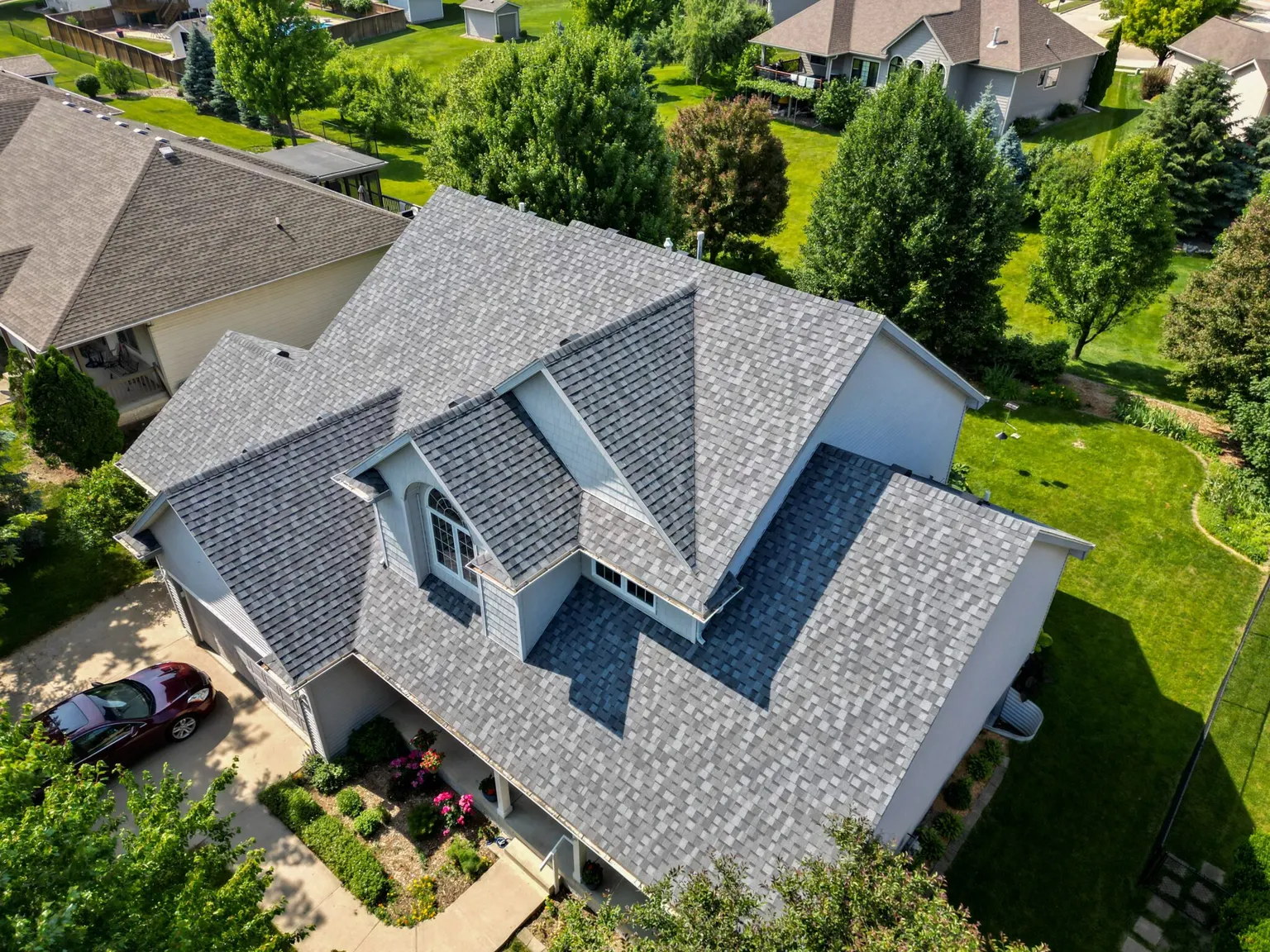 A gray shingle roof, from every angle — view 1